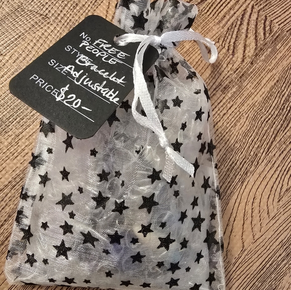 Vintage Bracelet NWOT FREE PEOPLE Adjustable with 8 Charms, Thick Black Cord - Picture 8 of 8